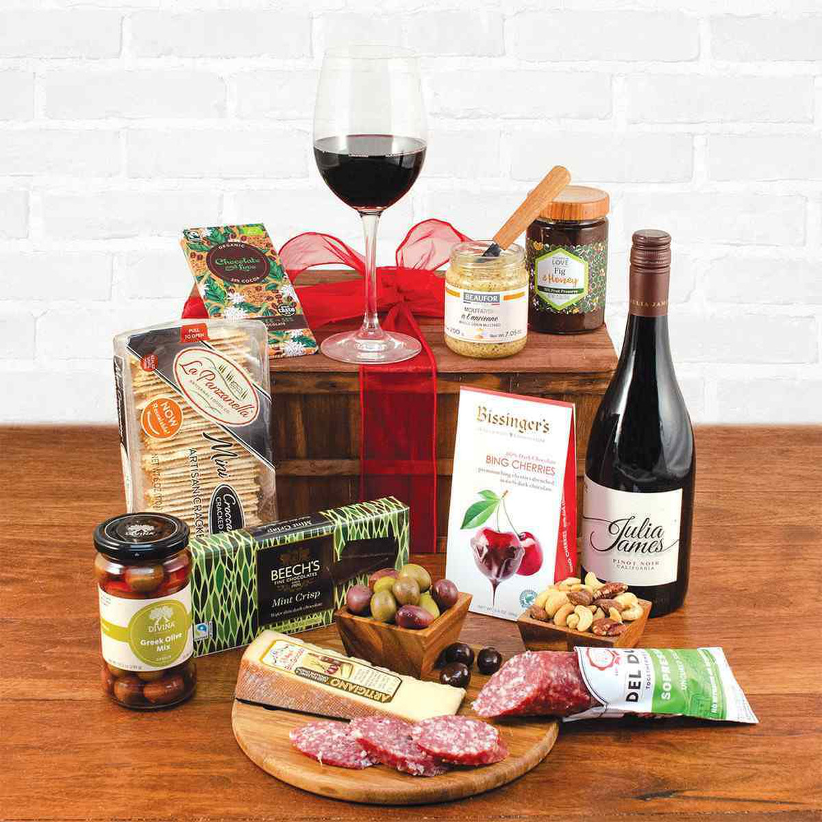 Julia James Pinot Noir Wine and Artisanal Food Gift Basket